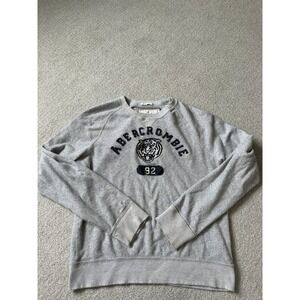Abercrombie Y2K Sweatshirt Mens Size M Gray Long Sleeve Tiger Graphic Muscle Fit